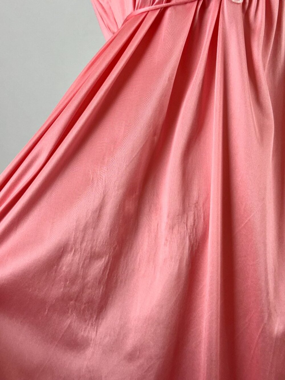 Vtg Vanity Fair Embroidered Slip Nightgown Maxi Butterfly Coral Pink Nylon Satin - Picture 11 of 13